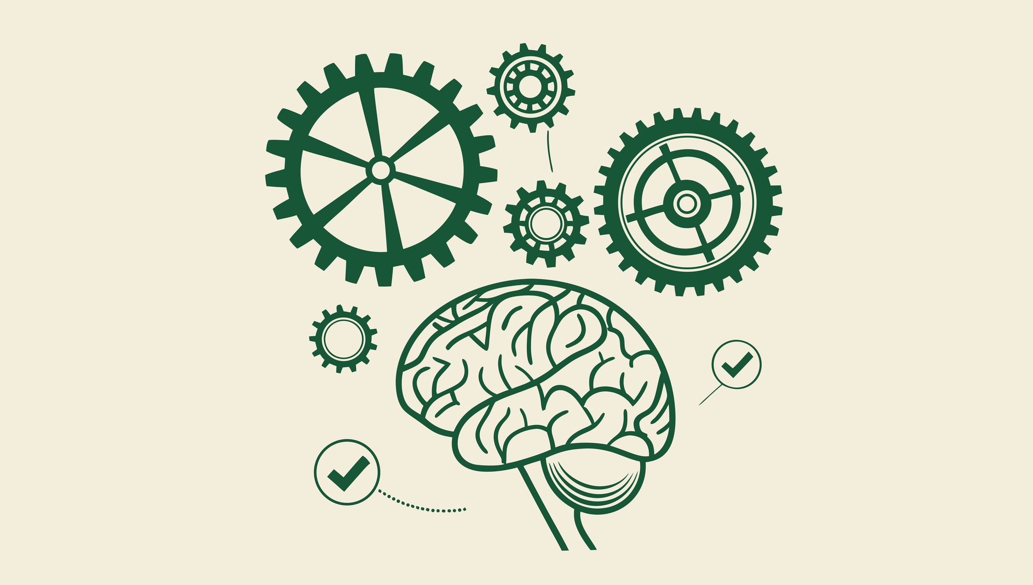 Abstract illustration representing neurological rehabilitation practice M&A advisory services by SovDoc, featuring a stylized brain connected to interlocking gears symbolizing the complex integration process of medical practice mergers and acquisitions.
