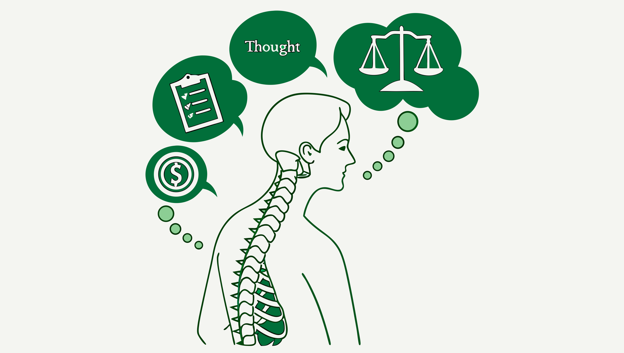 Minimalist illustration representing SovDoc's advisor roundup for business lawyers specializing in interventional pain practice M&A, featuring a spine silhouette surrounded by geometric shapes symbolizing different legal entities in healthcare mergers and acquisitions.