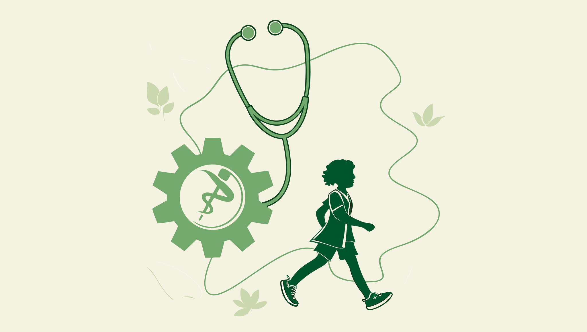 Stylized illustration of medical symbols with therapy scene for SovDoc, a healthcare M&A firm specializing in pediatric physical therapy practice mergers and acquisitions compliance advisory services.