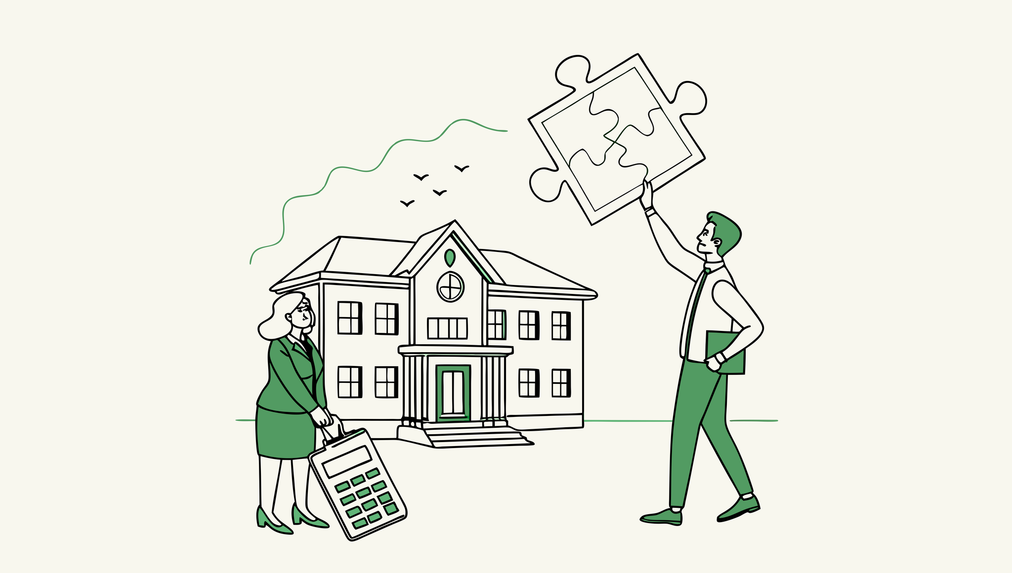 SovDoc illustration representing mergers and acquisitions in Assisted Living Facilities (ALFs), showing CPA advisors facilitating healthcare transactions for medical practices.