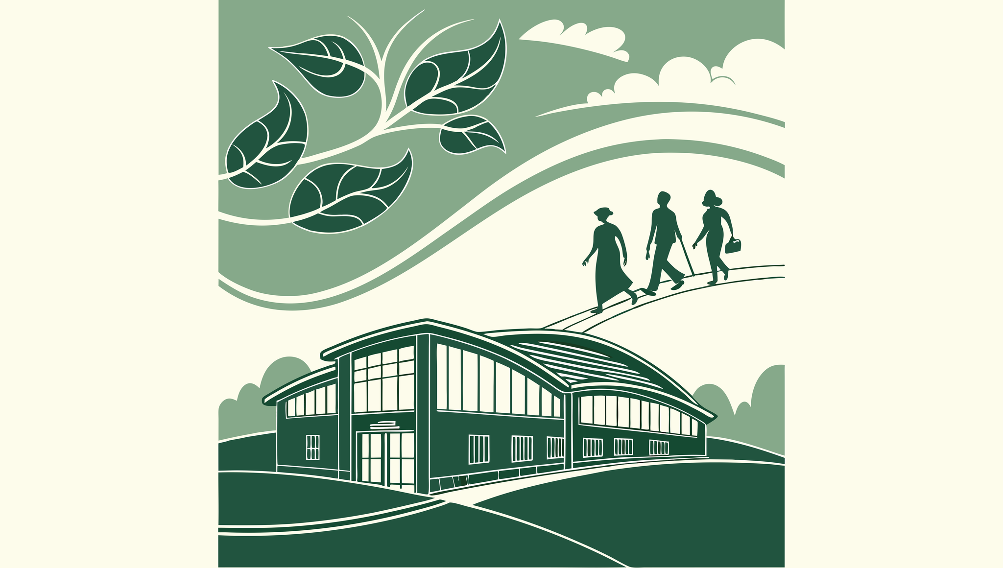 Abstract green illustration representing hospice care advisor collaboration in mergers and acquisitions. SovDoc healthcare M&A services connect medical practices with essential CPA and financial advisors through the transition process.
