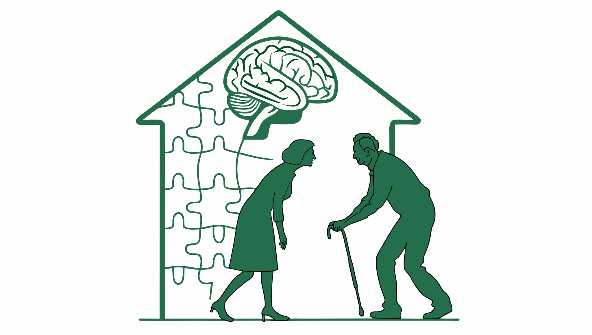 Illustration representing healthcare M&A for geriatric behavioral health practices - SovDoc advisory services for senior care facility mergers and acquisitions, showing symbolic integration of elderly patient care into consolidated healthcare structures.