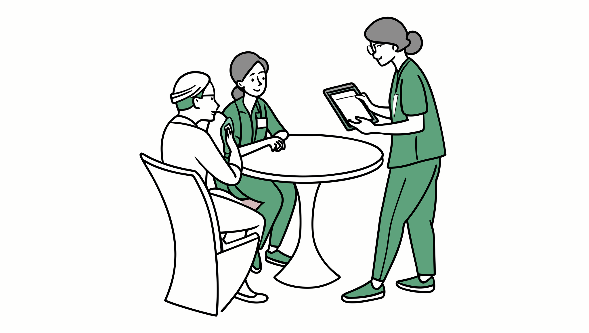 SovDoc healthcare M&A specialists discussing IT integration and EHR systems during a neurological rehabilitation practice merger consultation, represented by professionals analyzing data with brain and network imagery.