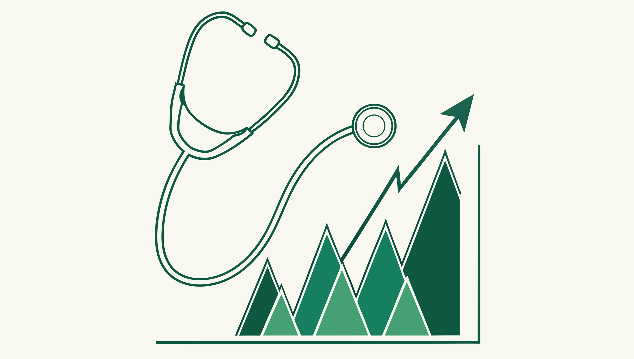 Stylized green stethoscope illustration with geometric elements representing physical therapy practice growth and acquisitions. SovDoc healthcare M&A advisory for outpatient PT practice mergers.