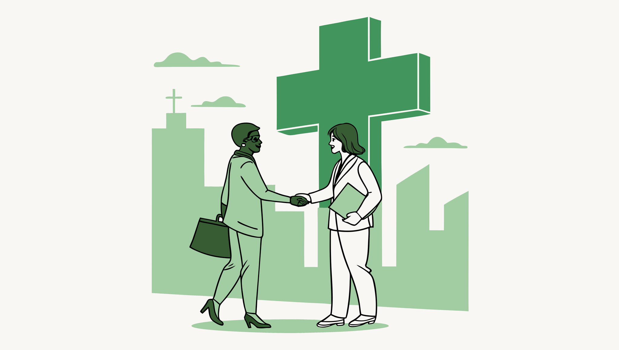 SovDoc healthcare M&A professionals collaborating on palliative care practice merger, representing medical business brokerage services for hospice and palliative care organizations