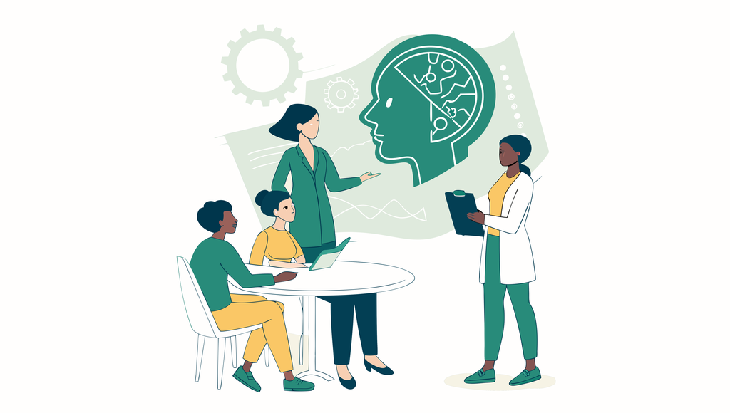 SovDoc healthcare M&A advisors discussing plastic surgery practice valuations and acquisitions, illustrated as professionals collaborating around a table with surgical and financial data visualization.