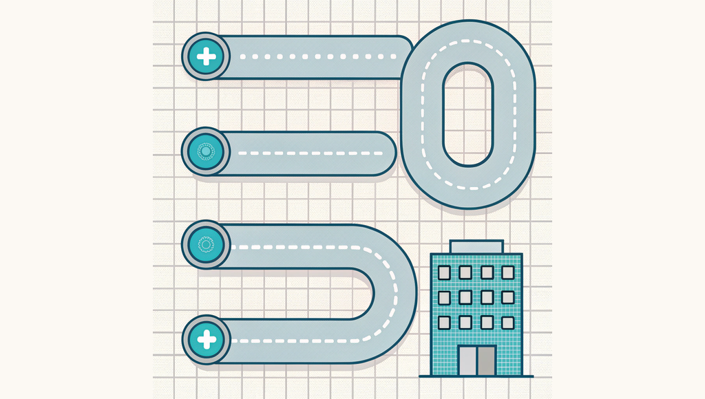Alt text: An S-shaped pathway forming the number