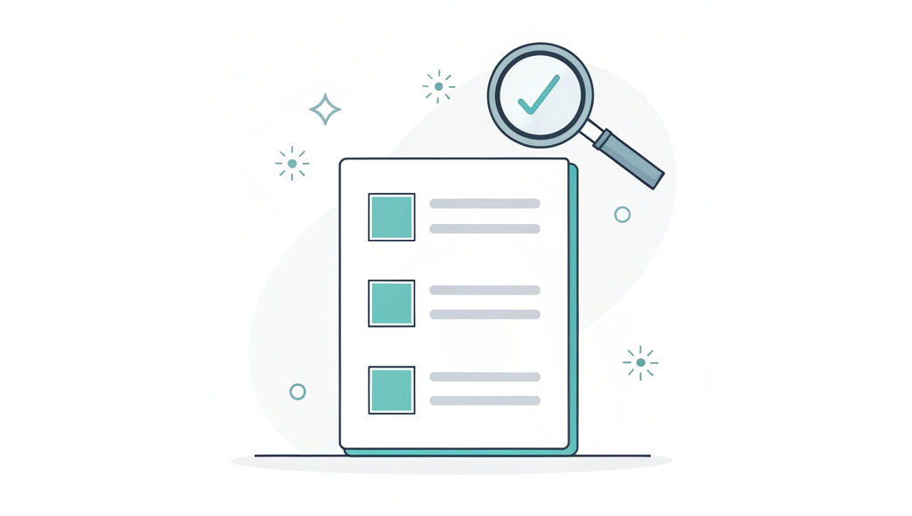 Alt text: A minimalist illustration of a stylized contract document with a magnifying glass highlighting fine print, accompanied by a shield icon and caution symbol - representing key aspects of Letters of Intent (LOI) in healthcare mergers and acquisitions as explained by SovDoc, specialists in healthcare M&A transactions.